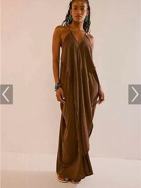 NWT Free People Beach Green Positano Draped V-Neck Maxi Dress